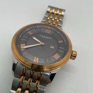 Akribos XXIV Brown Dial Two-Tone Mens Watch AK594TTR Swiss Quartz Movement